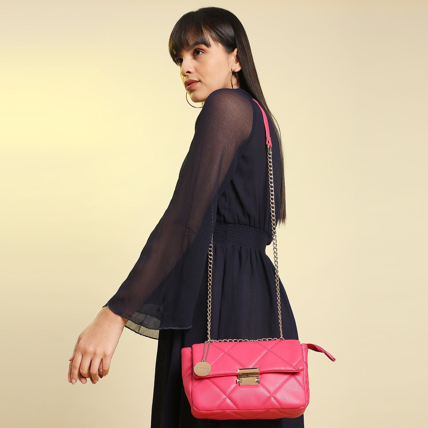 Prada Small Quilted Soft Leather Flap Bag in Pink