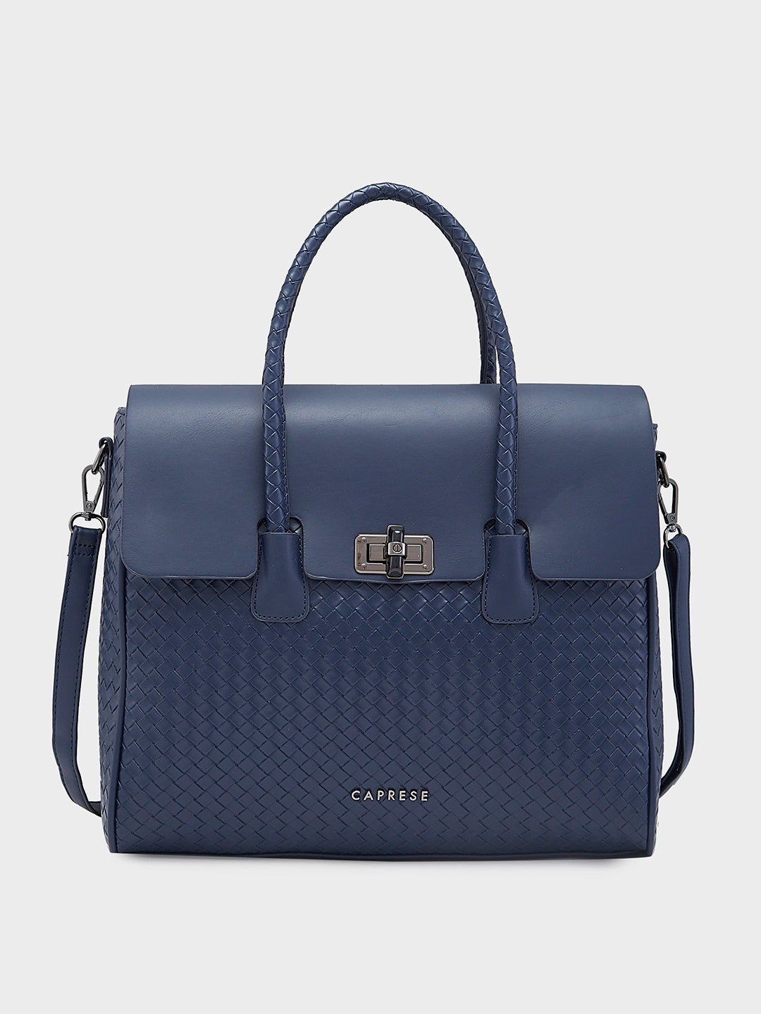 Buy Caprese Renee Satchel Medium Checkered Womens Handbag Blue Rs.3039 Caprese Bags