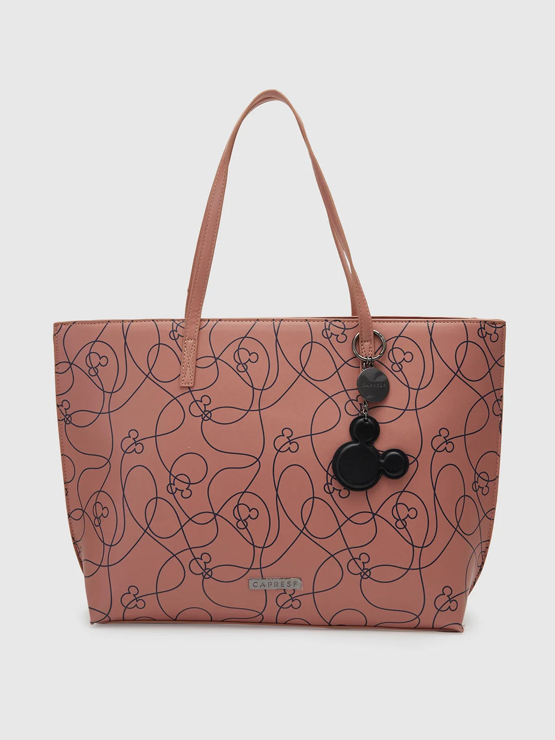 Buy Caprese Disney Inspired Printed Mickey Mouse Collection Tote Large Handbag Dull Pink Rs.1199 Caprese Bags