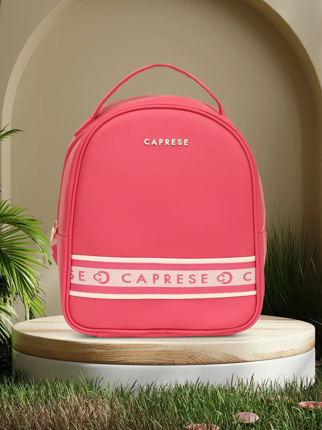 Caprese Trinity Fashion Backpack Medium Solid Women'S Bag Fuchsia