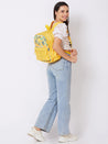 Caprese Xenia Backpack Medium Dual Compartment Yellow Printed