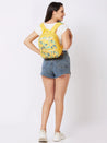 Caprese Xenia Backpack Small Yellow Printed