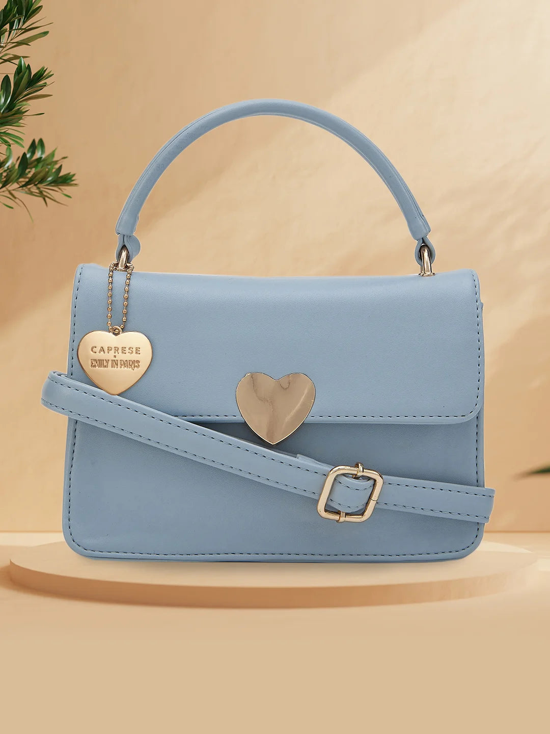 Caprese Emily In Paris Solid Medium Sling Handbag Soft Blue