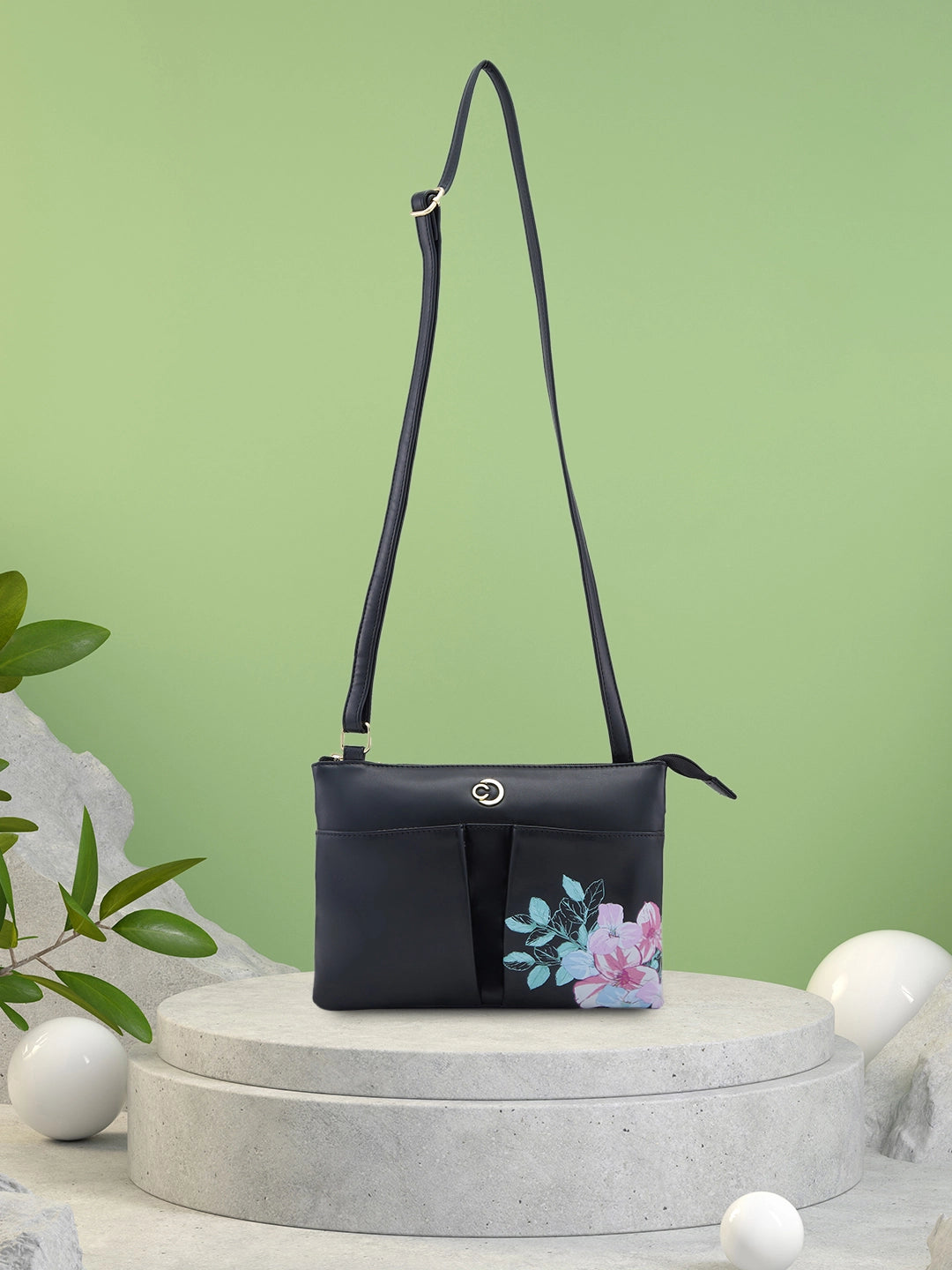 Caprese Shanaya Sling Medium Womens Handbag Black