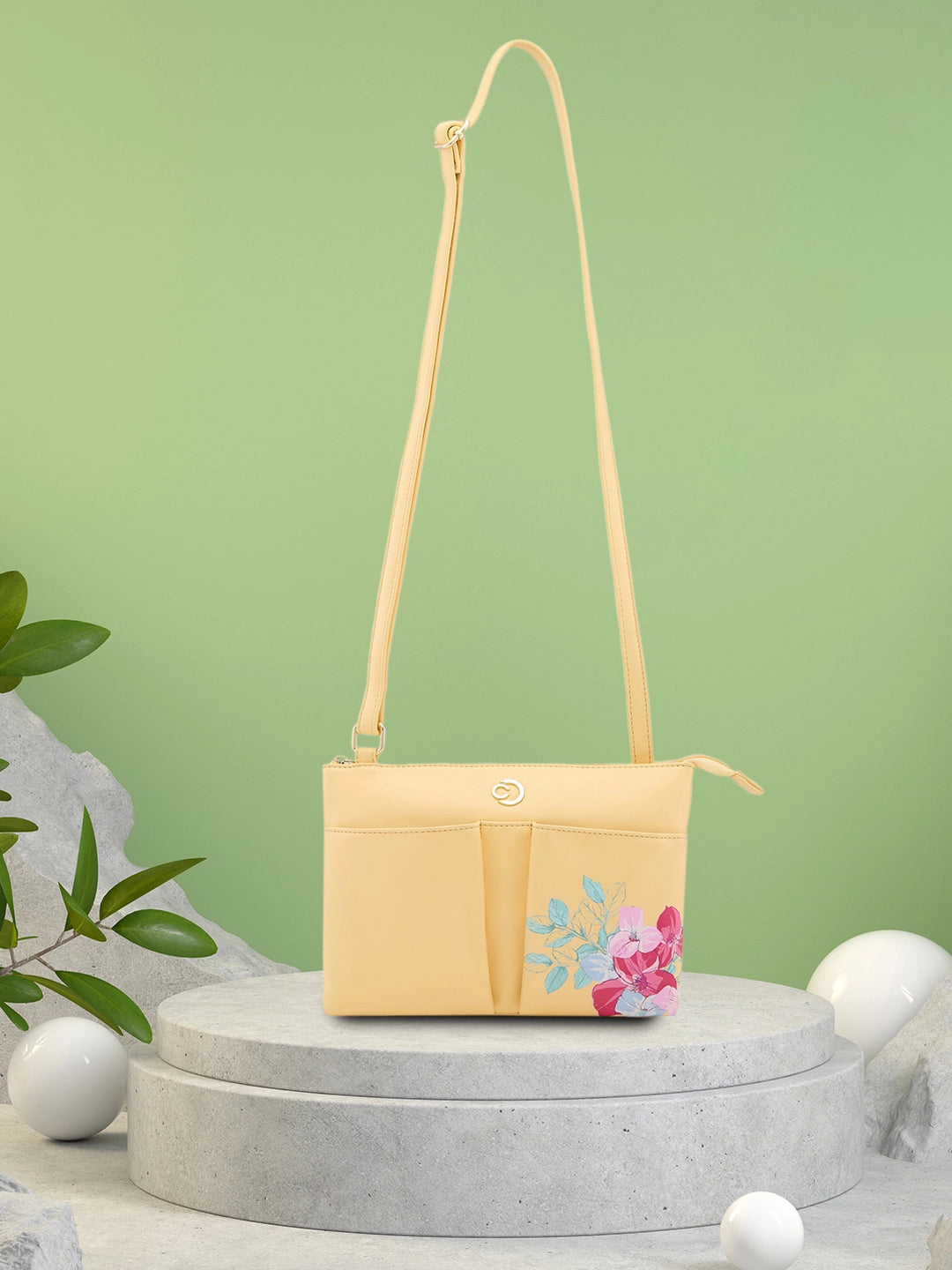 Caprese Shanaya Sling Medium Womens Handbag Yellow