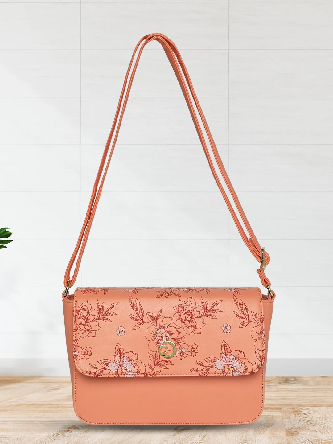 Caprese Snow Sling Small Printed Women'S Handbag Coral