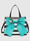 Caprese Emily In Paris Printed With Bow Satchel Handbag Turquoise