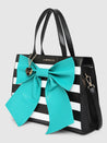 Caprese Emily In Paris Printed With Bow Satchel Handbag Turquoise