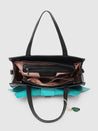 Caprese Emily In Paris Printed With Bow Satchel Handbag Turquoise