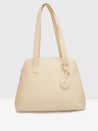 Caprese Jensen Small Satchel Solid Faux Leather For Women Beige