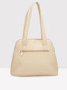 Caprese Jensen Small Satchel Solid Faux Leather For Women Beige