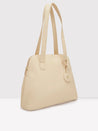 Caprese Jensen Small Satchel Solid Faux Leather For Women Beige