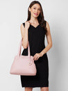 Caprese Jensen Small Satchel Solid Faux Leather For Women Powder Pink