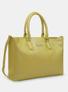 Caprese Juno Medium Satchel Metallic Faux Leather For Women Lime