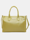 Caprese Juno Medium Satchel Metallic Faux Leather For Women Lime