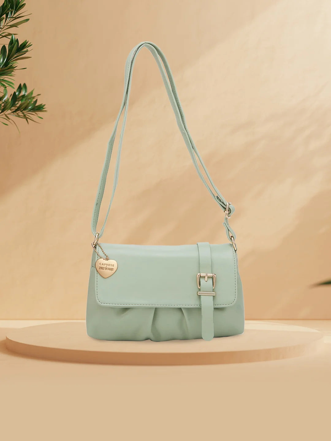 Caprese Emily In Paris Solid Small Sling Handbag Mint