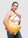 Caprese Esme Satchel Medium Yellow Handbag