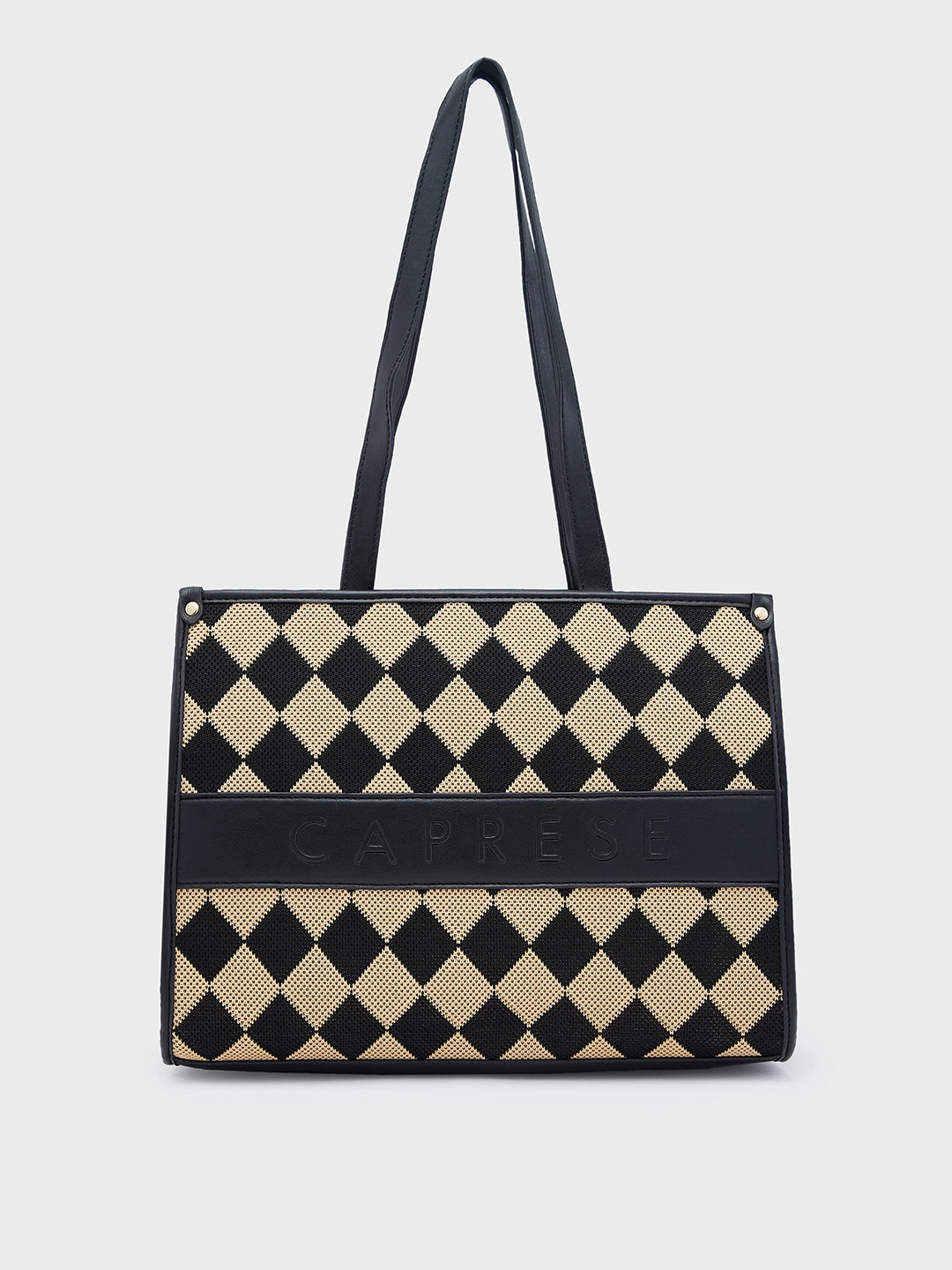 Caprese Checker Tote Medium Black