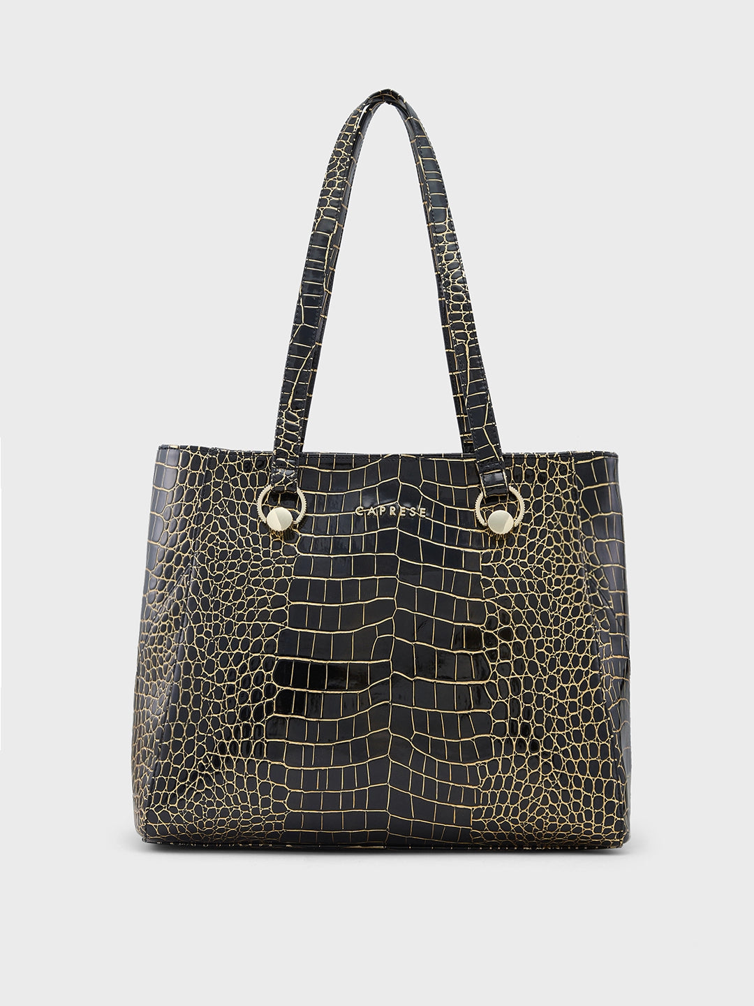 Caprese Miranda Tote Large Croco Womens Office Handbag Black