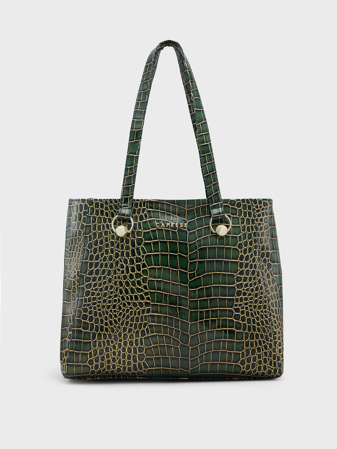 Caprese Miranda Tote Large Croco Womens Office Handbag Green