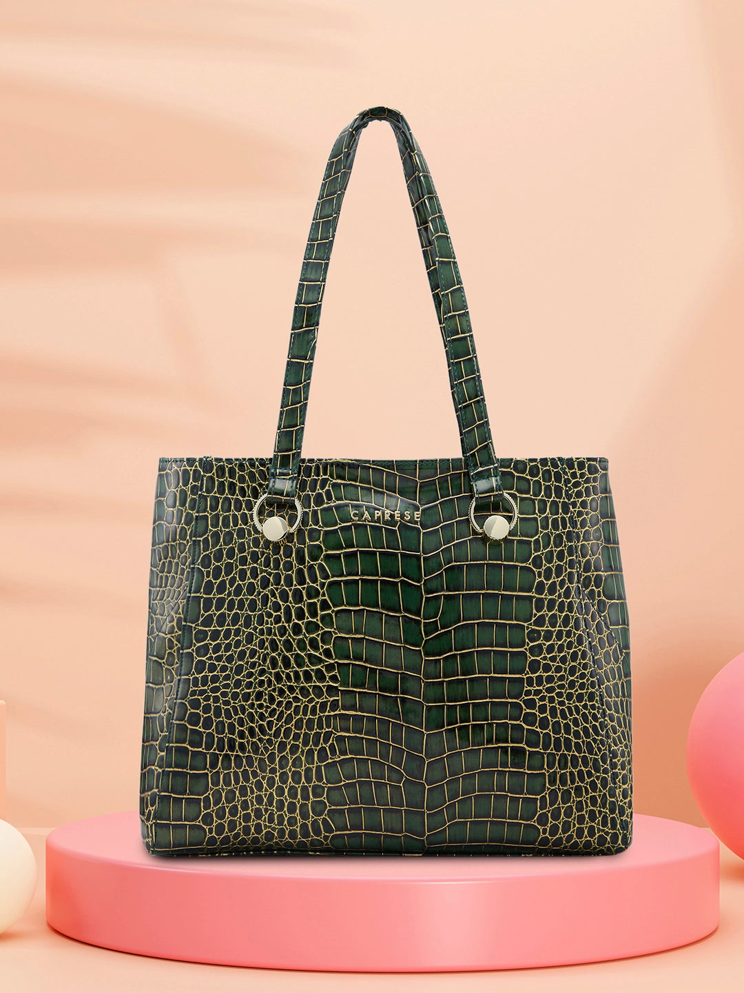 Caprese Miranda Tote Large Croco Womens Office Handbag Green