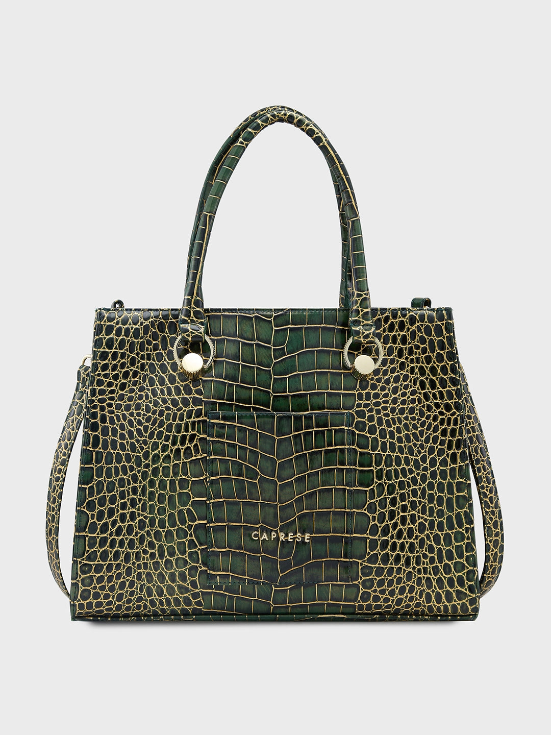 Caprese Miranda Tote Medium Croco Womens Office Handbag Green