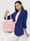 Caprese Pensa Small Tote Printed Faux Leather For Women Powder Pink