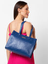 Caprese Westwood Medium Tote Croco Faux Leather For Women Navy