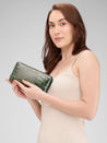 Caprese Miranda Zip Around Wallet Large Croco Green